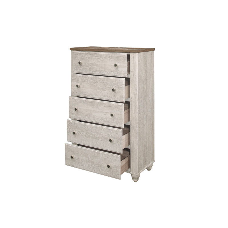 Ensemble de chambre à coucher à panneaux 2 et 4 en mélamine blanc antique et brun Caputto Charleen, Grand