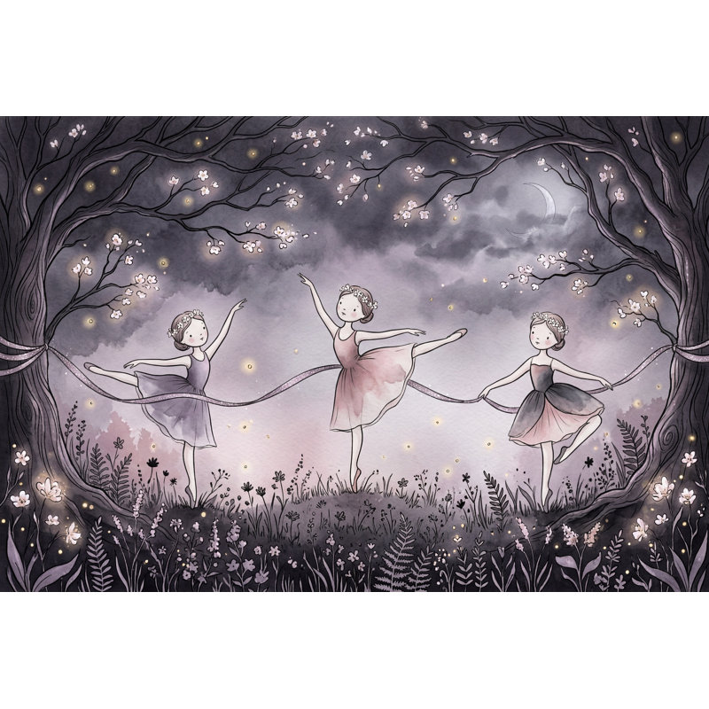 Papier peint clair au clair de lune Ballerines, Non tissé, 160 po x 108 po