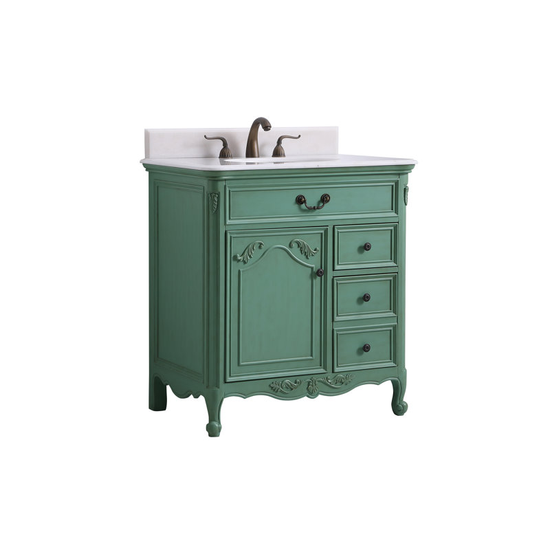 Ensemble de meuble-lavabo simple 32 po Angelique, Menthe rétro, Blanc pur
