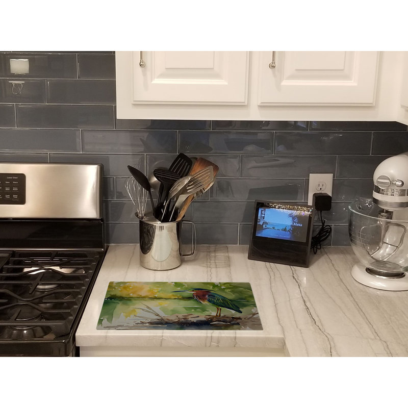 Green Heron Glass Cutting Board