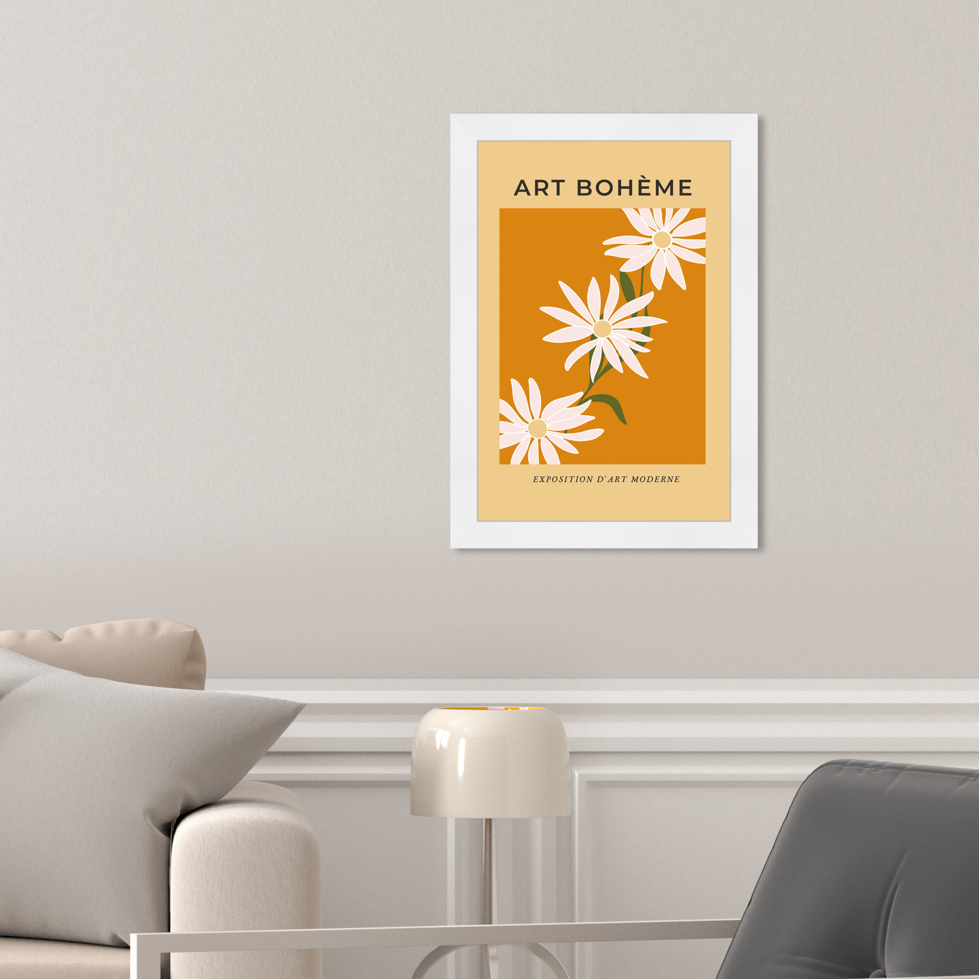 French White Daisy by Oliver Gal, 17" H x 12" W, White Framed Paper