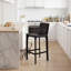 Tabouret de bar H 26 po entièrement assemblé, tabouret de bar rembourré en cuir Saddle avec siège rembourré, tabouret de bar à hauteur de comptoir avec repose-pieds à cadre en métal pour îlot de cuisine, noir-2110897004-2110765624