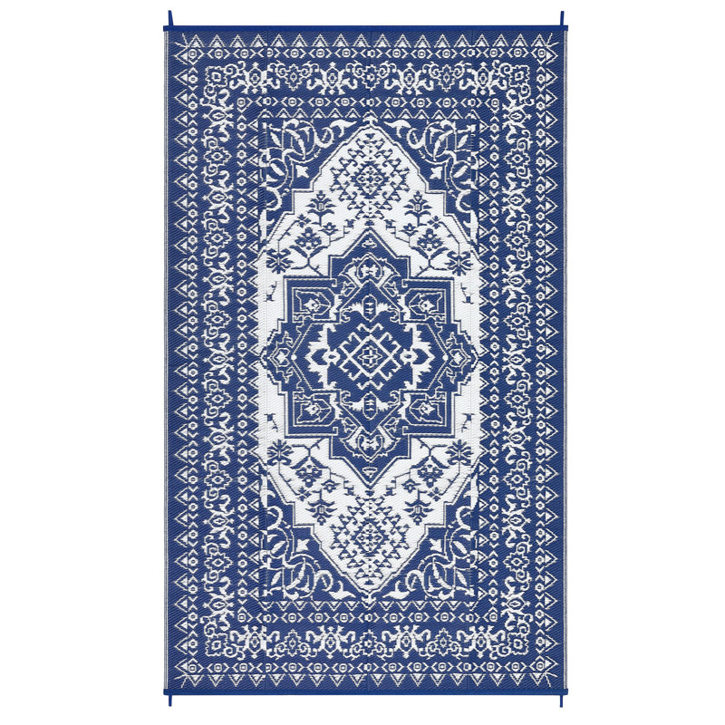 Outdoor Rug Waterproof Reversible Rug Plastic Straw Rug, Foldable Lightweight Camping Rug with Storage Rug, 4 Stakes, UV Resistant Patio Rug, Outdoor Carpet for Backyard Garden