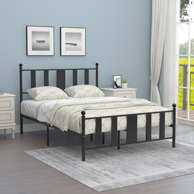 Metal Slat Bed, Full, Black
