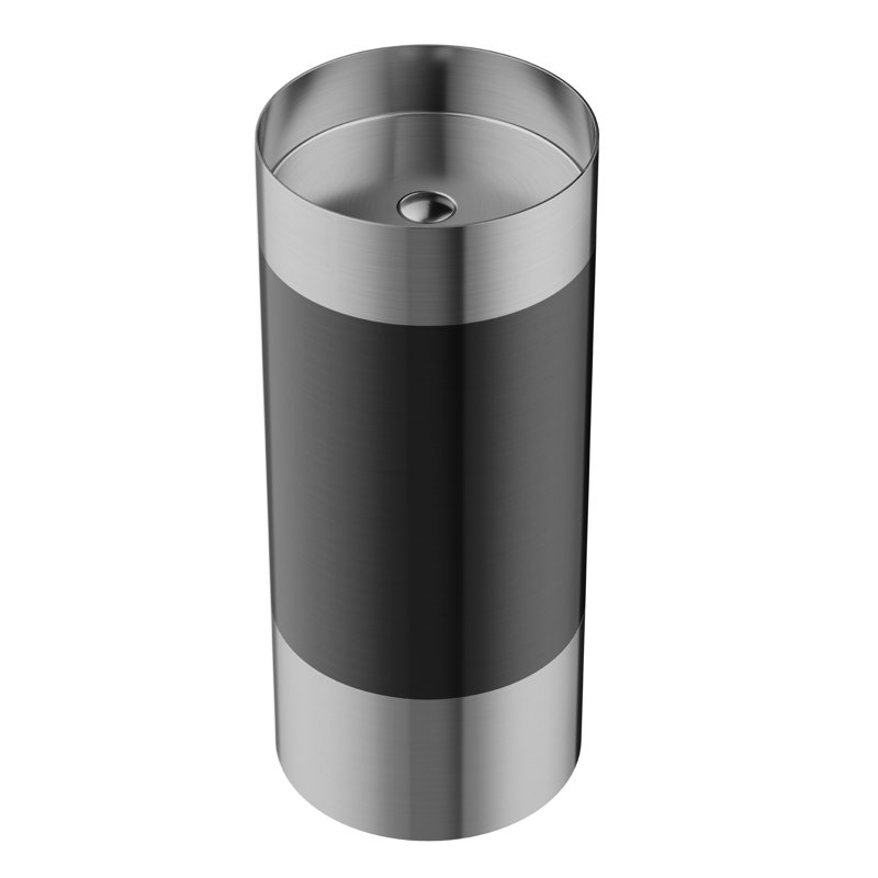 Karran Cinox 15'' Stainless Steel Circular Bathroom Sink, Stainless Steel/Gray