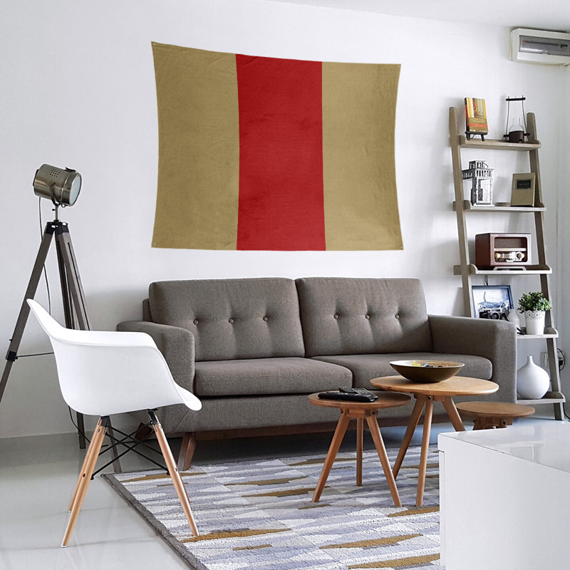 Tapisserie en polyester San Francisco, H 27,5 po x l 37,5 po, Doré / rouge
