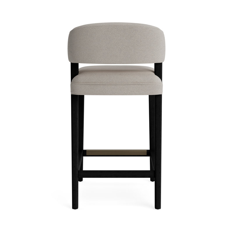 Keane Bar Stool, Performance Boucle - Dove Gray, Black, Bar Stool (30” Seat Height)