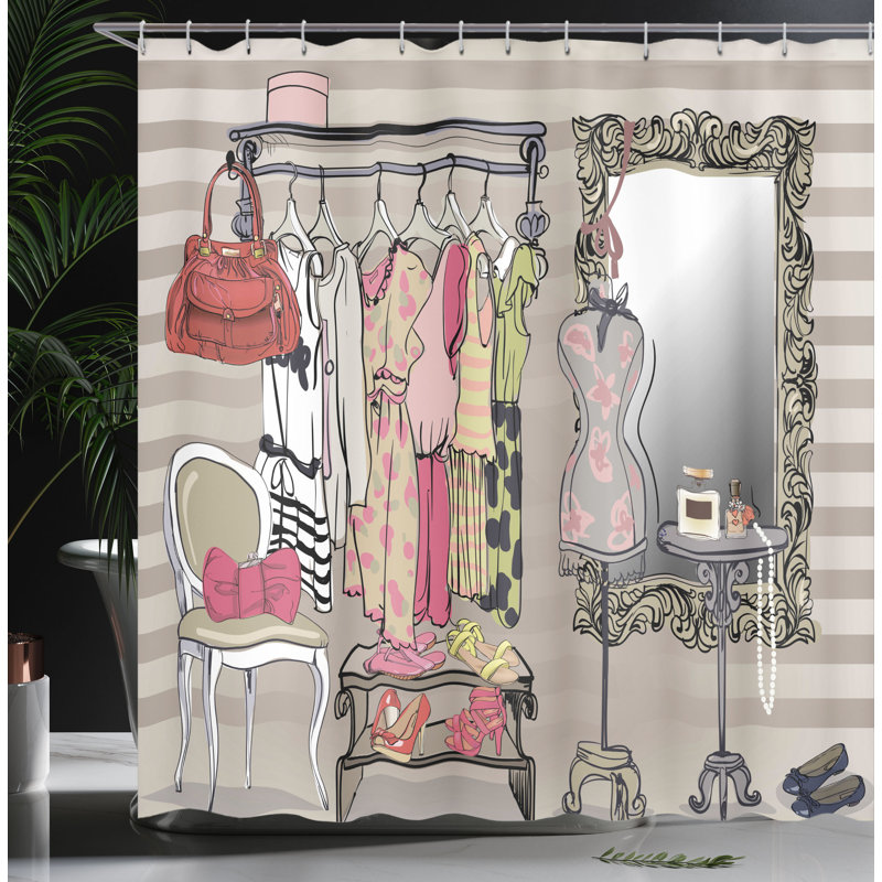Shower Curtain with Hooks Included, 75"H x 69"W