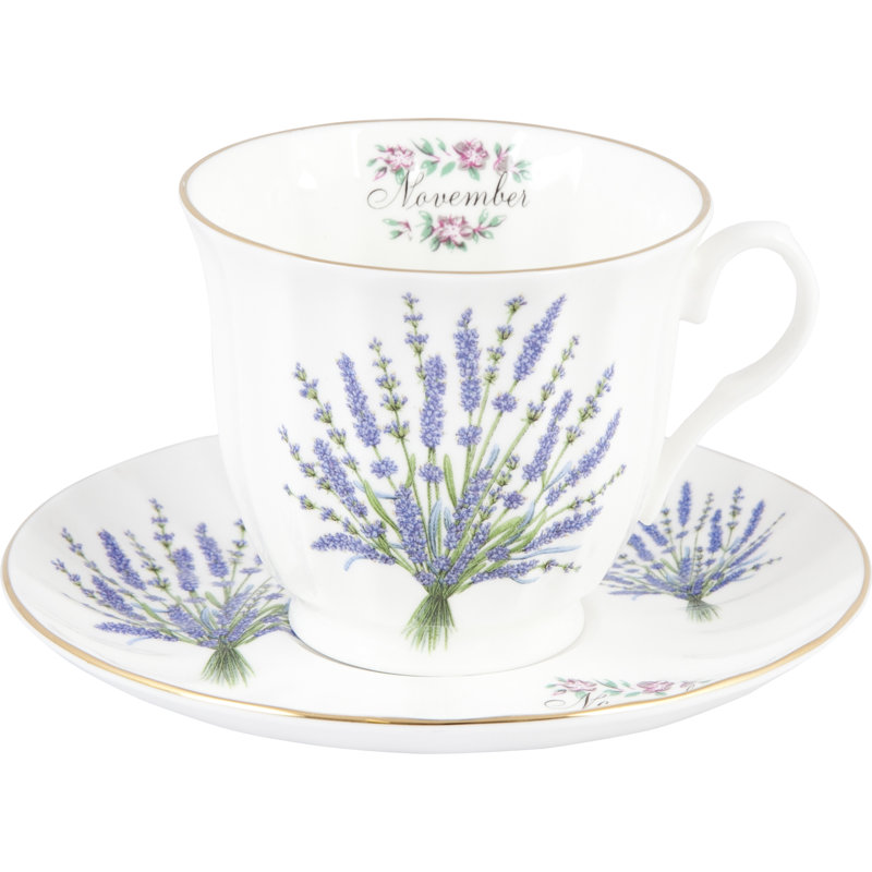 Flowers Of The Month Bone China Teacup and Saucer