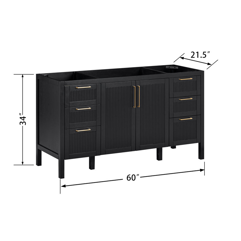 Luka 60 in. Single Sink Bathroom Vanity in Black Oak