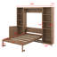 Grand lit escamotable avec tablettes et armoires de rangement, lit escamotable mural en bois avec rangement pour le salon