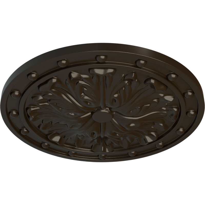 Médaillon de plafond à feuilles d'acanthe Endurathane Foster, DE 20 1/2 po x P 1 1/2 po (pour auvents jusqu'à 2 1/4 po), finition de foyer en pierre peinte à la main