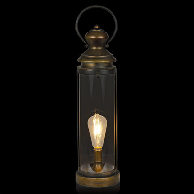 Lanterne en métal doré et verre avec lumière DEL blanc chaud pour patio, petit