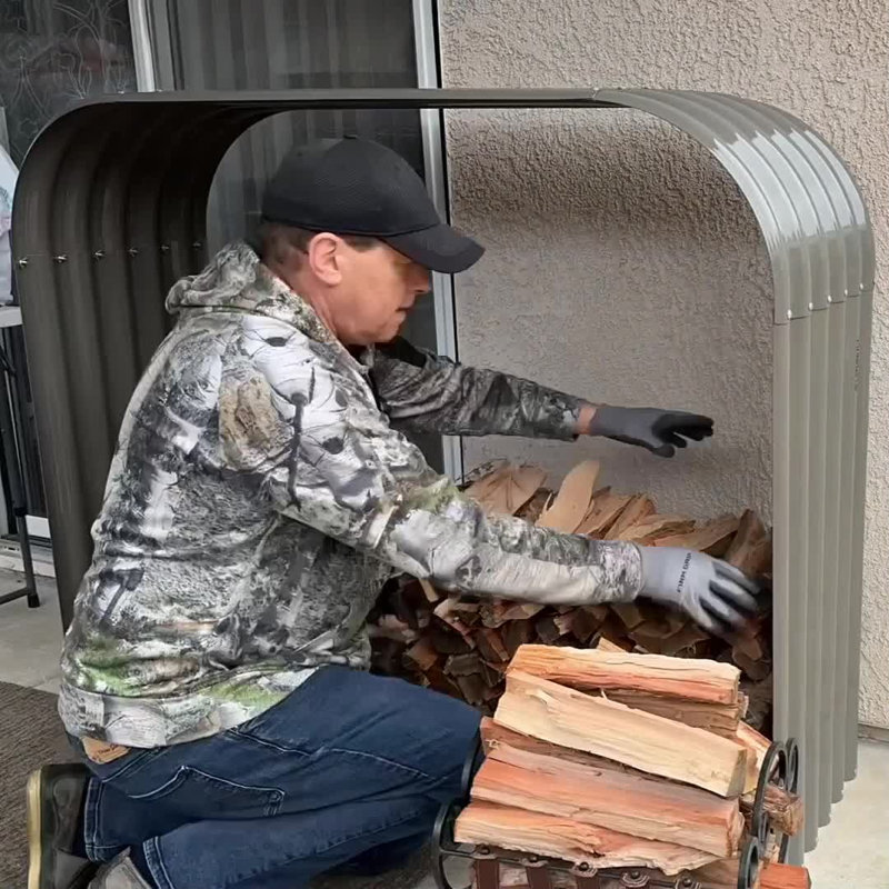 Anleolife Metal Log Rack 1/5 Cord Firewood Holder 
