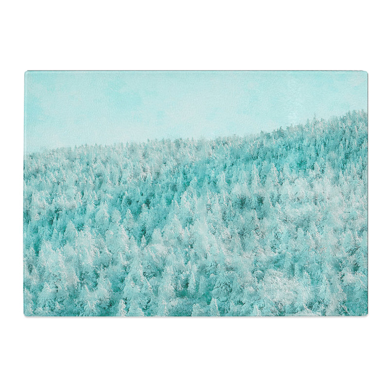 Tempered Glass a Winter Forest Abstract Painting Chopping Board, 20 cm x 28.5 cm