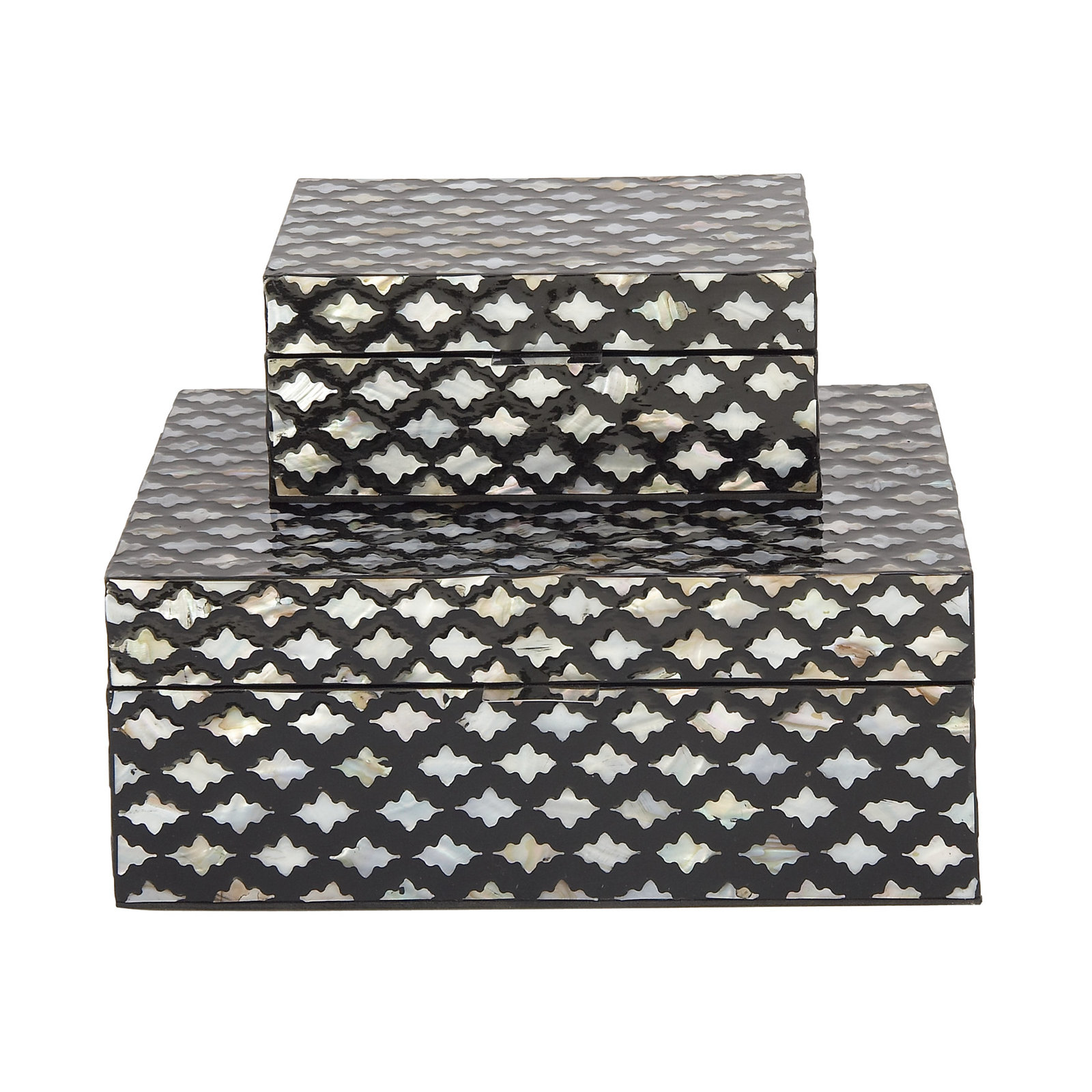 2 - Piece Handmade Decorative Box, Black/Stained White