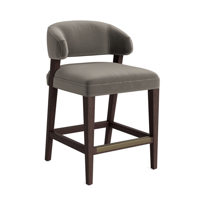 Keane Bar Stool, Counter Stool (25” Seat Height), Java, Performance Velvet - Graphite
