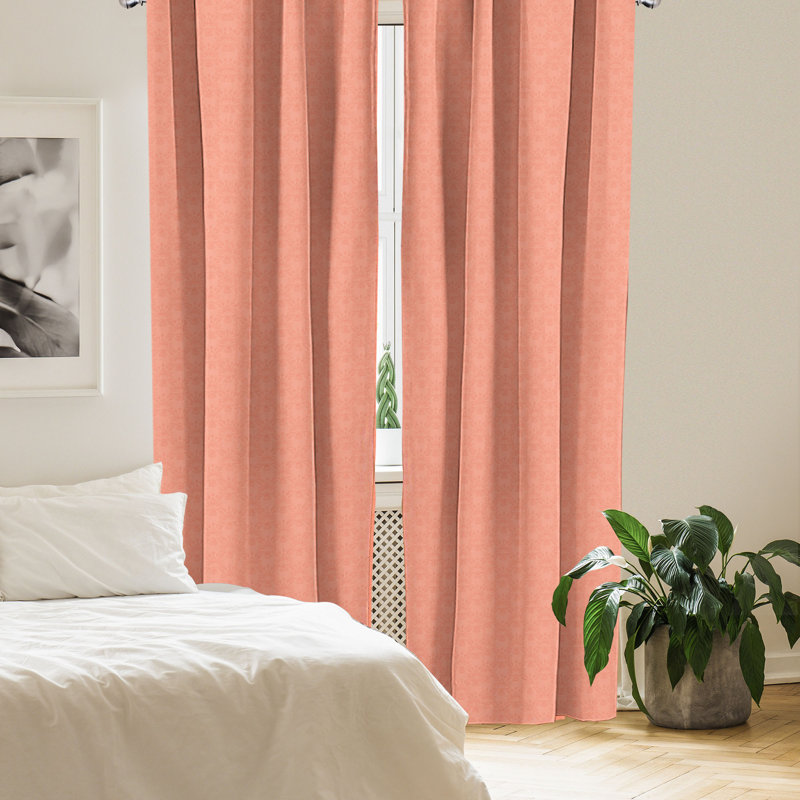Rideaux 4 panneaux Latitude Run® Peach, fleur printanière ornée, pêche, L 56 po x L 95 po