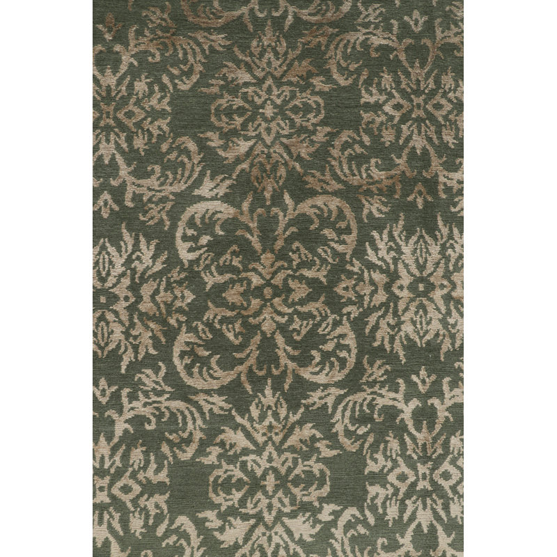 Rug & Kilim’S European Rug In Green With Arabesque Patterns In Beige-Brown Tones