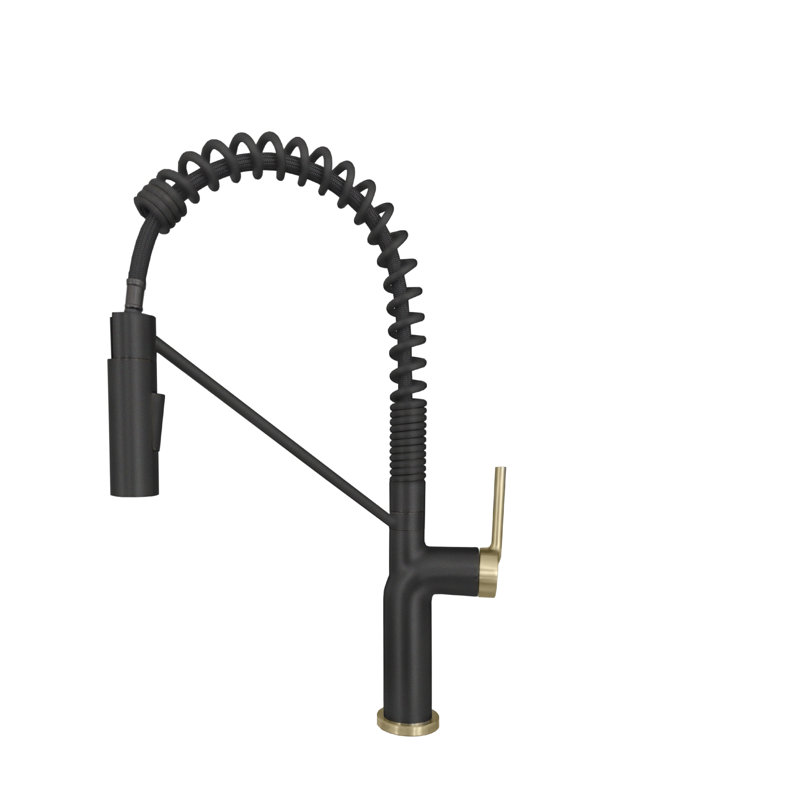 Modern Single Handle Kitchen Faucet, Noir mat / or