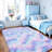 Shag Area Rugs for Living Room, 6x9 ft Soft Fluffy Rugs for Bedroom, Nursery, Kids Room Home Decor, Tie-Dyed Blue Rainbow-1878869594