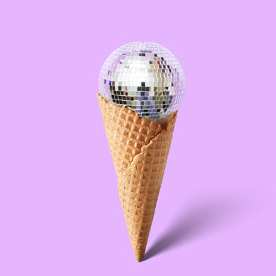 Guanaja Waffle Cone With Disco Ball - Wrapped Canvas Print