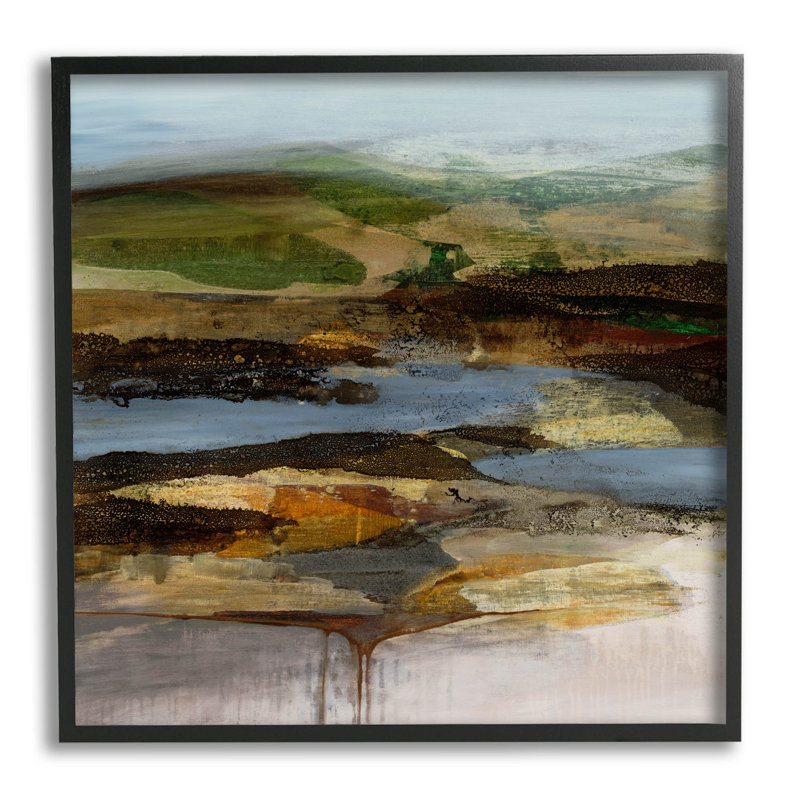 Paysage abstrait détaillé, estampe numérique par Ruth Fromstein, Giclée encadrée noir minuit, H 12 po x l 12 po x P 1,5 po