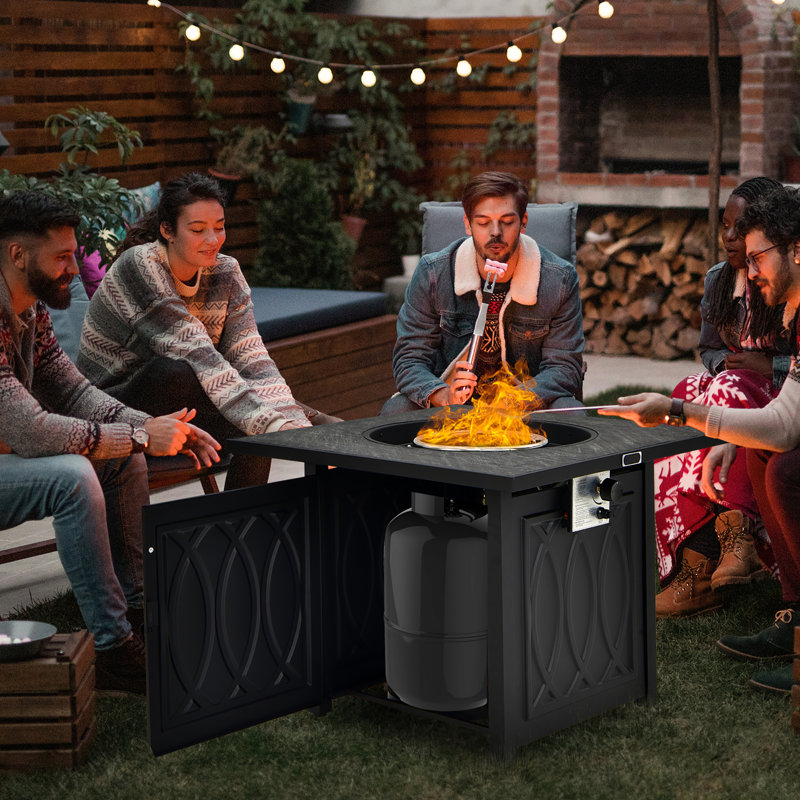 Izah Square Ore Powder, Steel, Stainless Steel Propane Smokeless Fire Pit Table with Hidden Fuel Tank