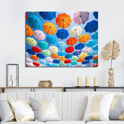 Rainbow Umbrellas Collage sur toile