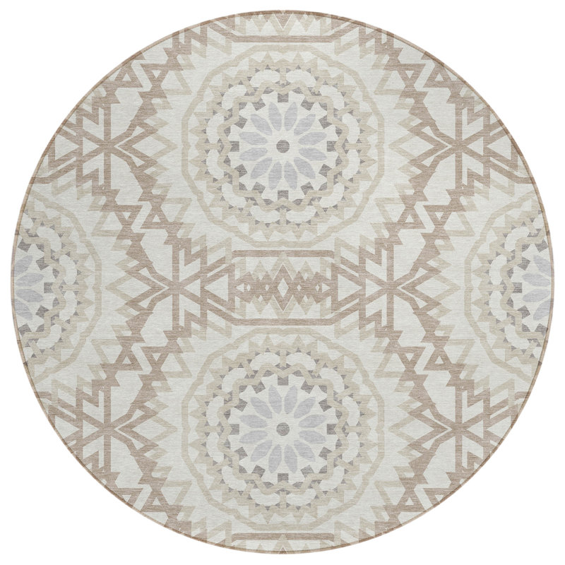 Tapis intérieur / extérieur en polyester tissé à la machine Kawon, Rond 8 pi