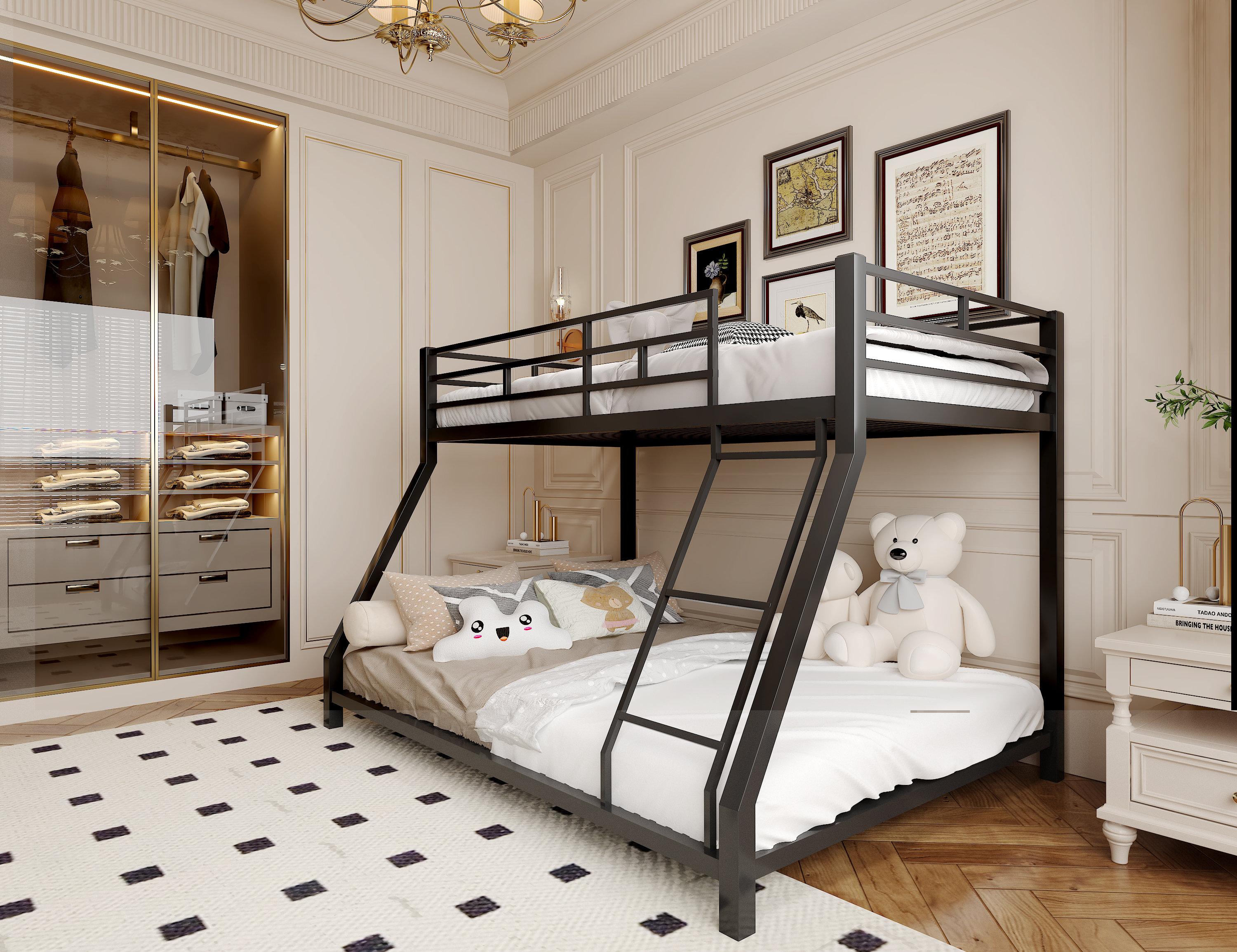 Ivy Bronx Metal Twin Bunk Bed For Kids And Adults , With Safety ...