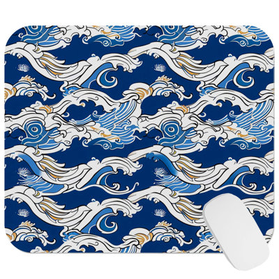 Beach and Coastal Japanese Kanagawa Wave V Nautical Gaming Cute Office Laptop Desk Pad Gift Mat Square Rectangle Non-Slip Mousepad