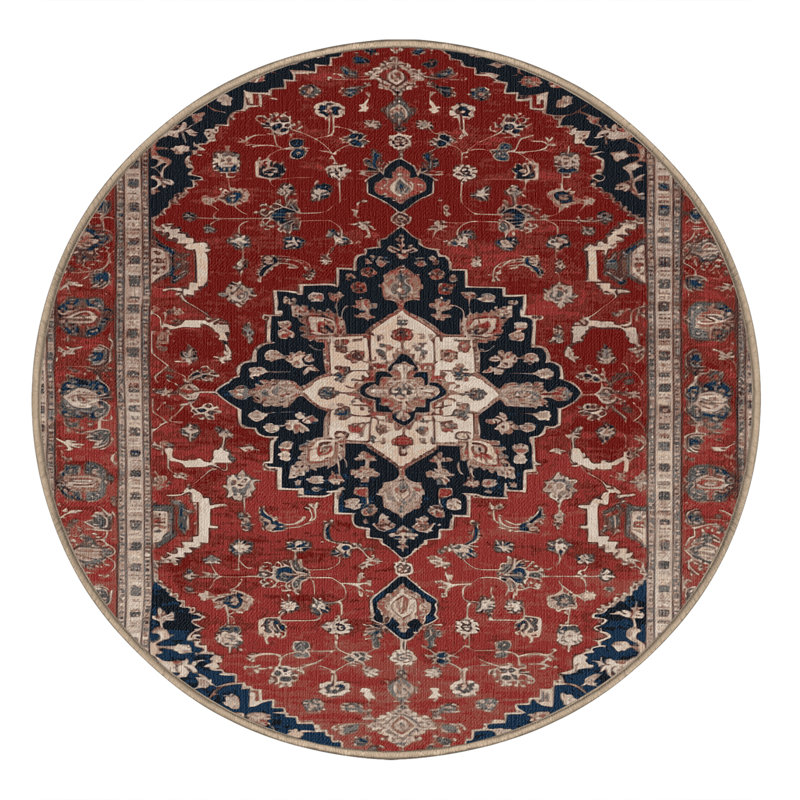 Tapis brun lavable à la machine, Rond 7 pi