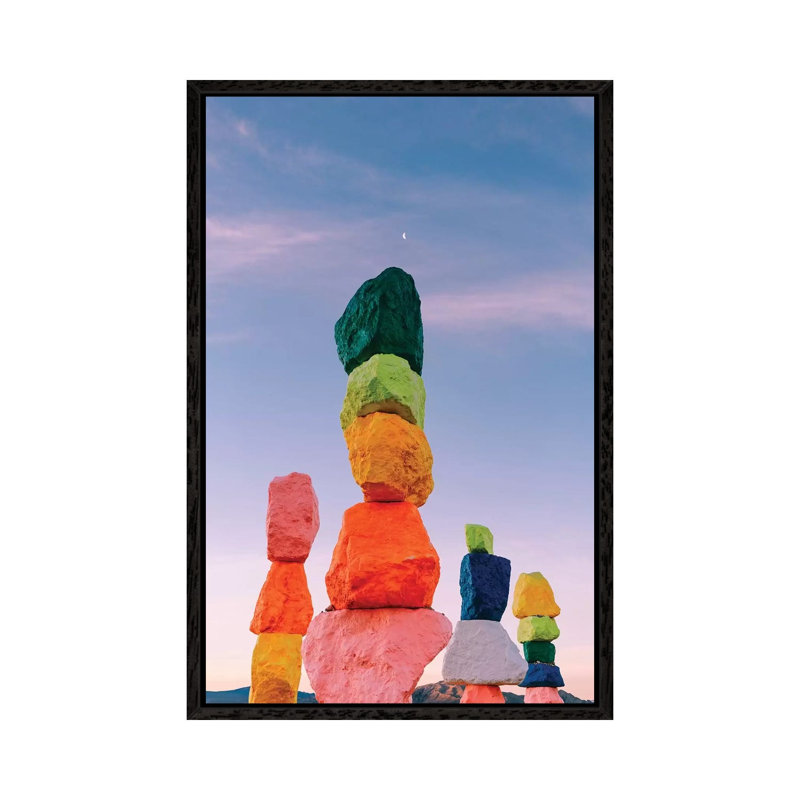 Seven Magic Mountains Moon 1 Piece Wall Art on Canvas, 152.4cm H x 101.6cm W x 3.81cm D, Black Framed
