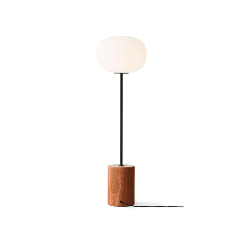 JWDA Floor Lamp, Bronzed Brass/Red Travertine Stone
