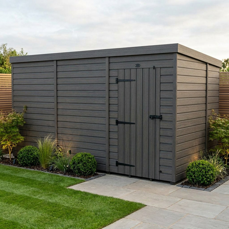 Total Sheds 12ft x 7ft Composite Pent Garden Shed - Single Door - No Windows - EPDM Rubber Roof - UK Manufactured