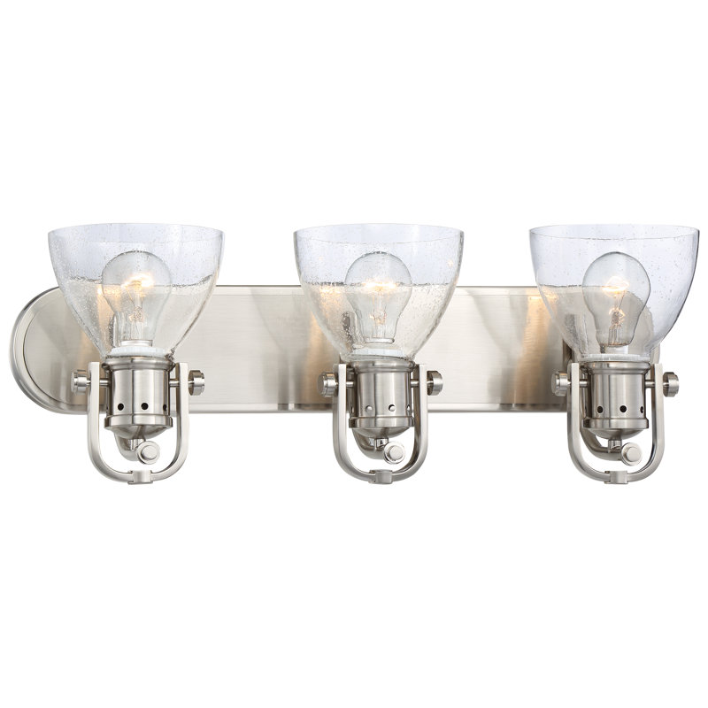 Minka Lavery nickel brossé avec lumière de meuble-lavabo en verre granuleux transparent