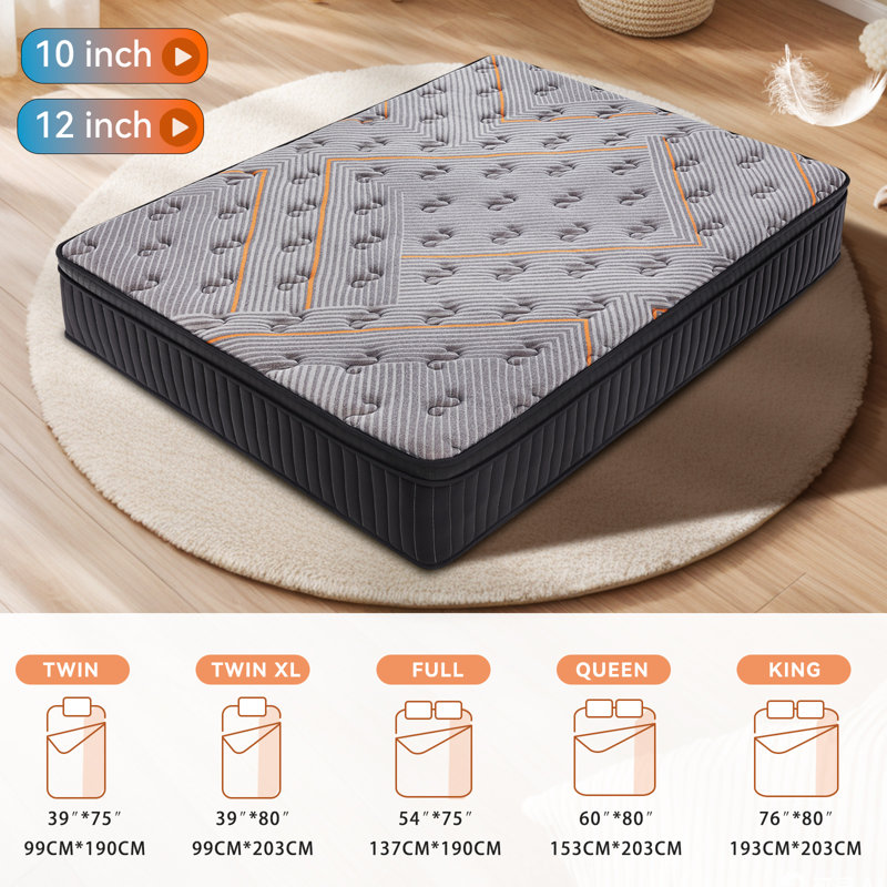 Medium Cooling Gel Meomory Foam Hybrid Mattress, 12", Queen