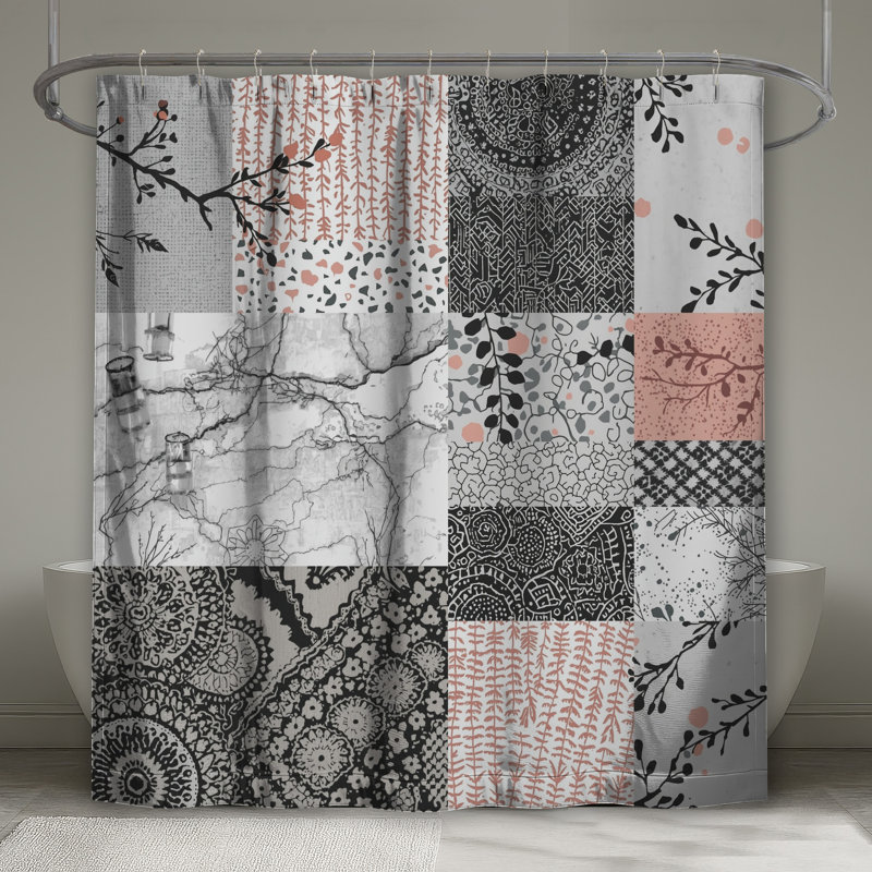Rideaux de douche à motif floral, L 70 po x H 93 po