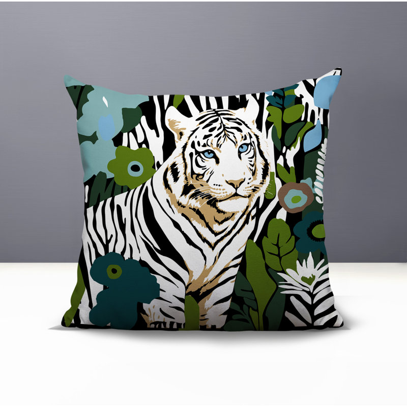 Oreiller carré réversible intérieur / extérieur Wilo Tiger, H 18 po x l 18 po, Émeraude