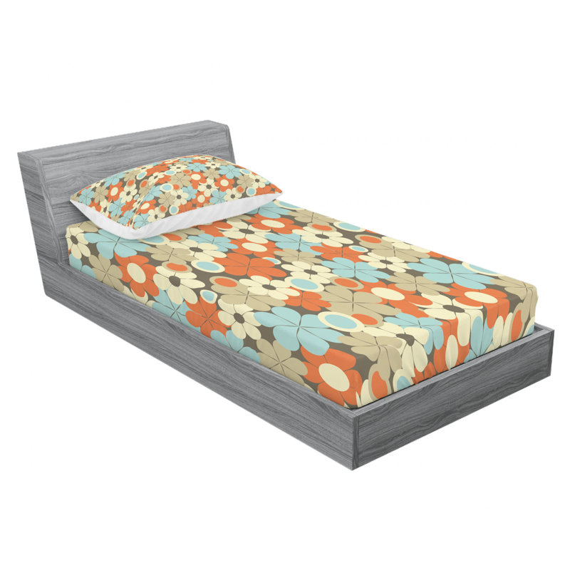 Microfiber Floral Sheet Set, Twin Sheet Set + Fitted Sheet + 1 Pillowcase
