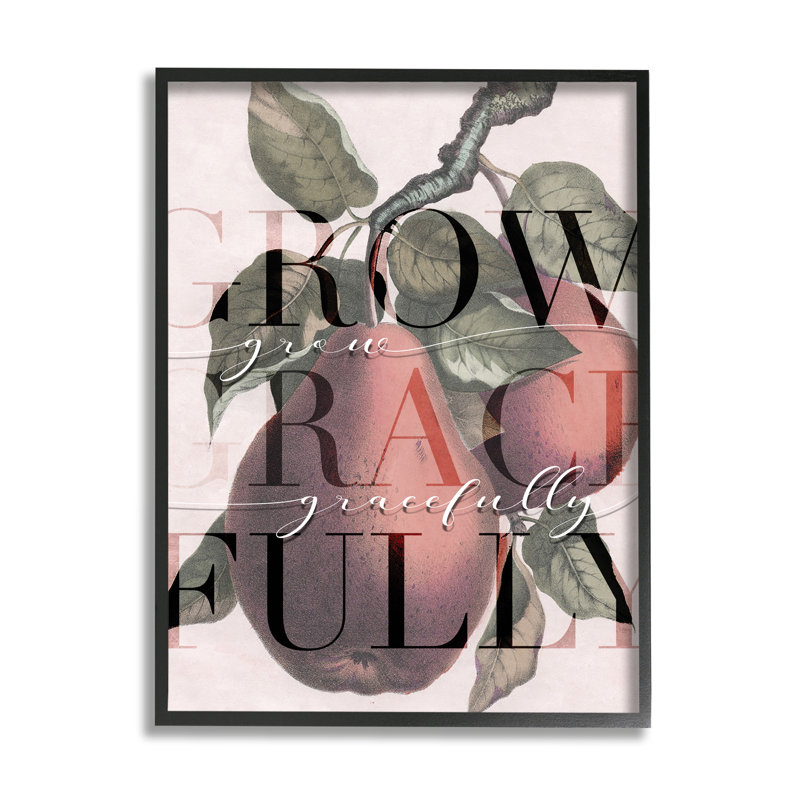 «Grow Grace Grace» cite des poires rouges délavées, H 30 po x l 24 po, Giclée encadrée noir minuit
