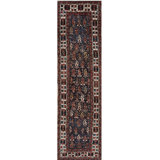 Blue Tribal Paisley Pattern Antique Caucasian Wool Hallway Runner Kazak Rug