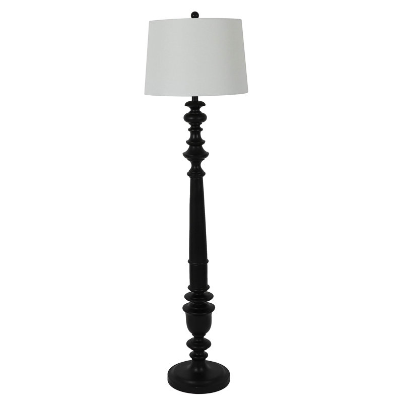 Lampe sur pied traditionnelle Dairyn, Noir, Blanc