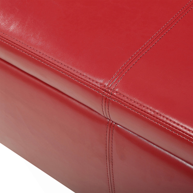Repose-pieds en cuir avec rangement Jye Vegan, Rouge