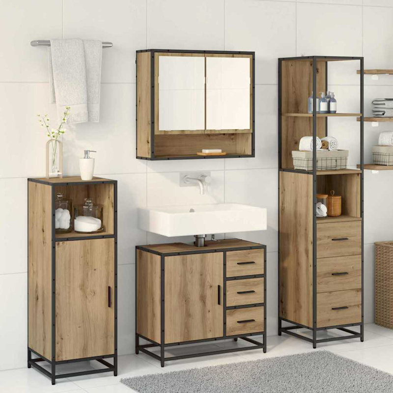 Vanity & Mirror Set, Artisan Oak