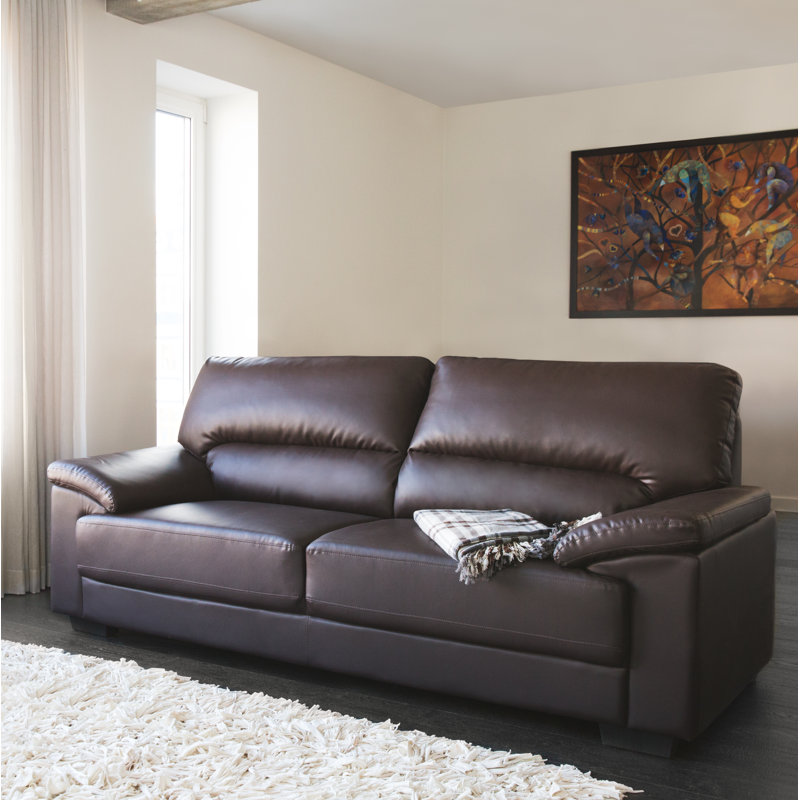 Milla 3 Seater Faux Leather Sofa, Brown