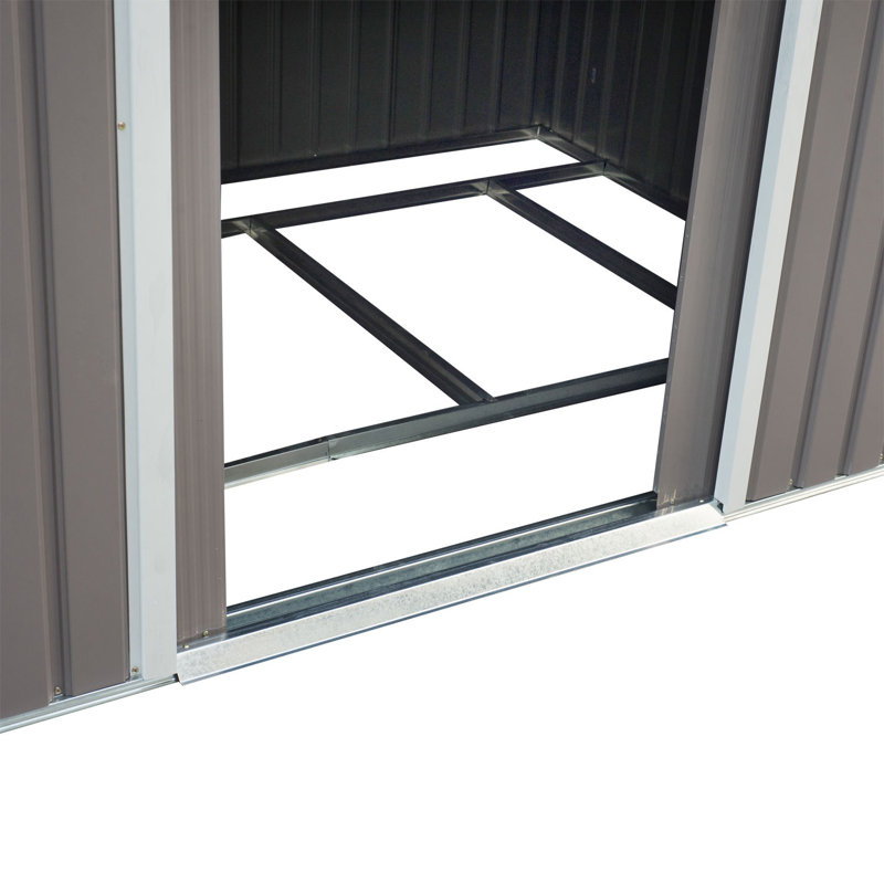 Gray Metal Outdoor Storage Shed Kit with Vents and Sliding Doors