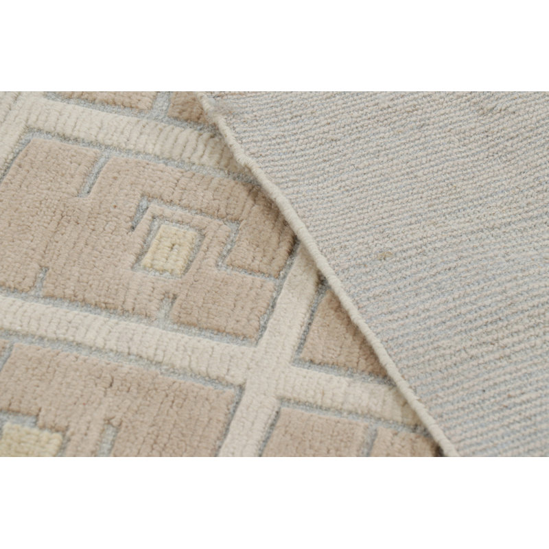 Art Deco Hand Knotted Wool Geometric Area Rug, Rectangle 8' x 10'