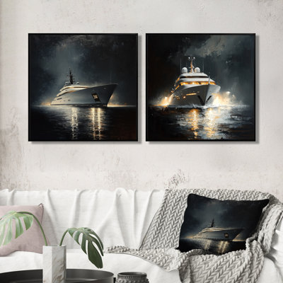 Yacht Boat Success Energy I - Boat Wall Art - Modern Wall Art Decor 2 Piece